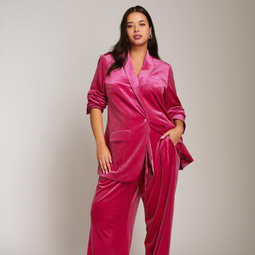 NWT Universal Standard Pink Velvet Wide Leg Pants Size 18-20